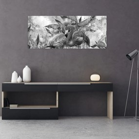 Obraz - Plameniaky graffiti (120x50 cm)