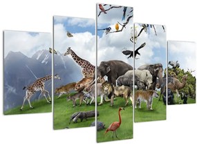 Obraz - Zvieratká na ostrove (150x105 cm)