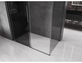 Mexen Velar, sprchový kút s posuvnými dverami 140 x 80 cm, 8mm šedé sklo, brúsený grafit, 871-140-080-41-95