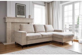 Béžová menčestrová rozkladacia rohová pohovka (pravý roh) Lofty Lilly – Miuform