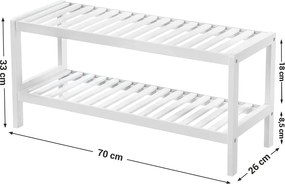 Bambusová 2-úrovňová polica, biela