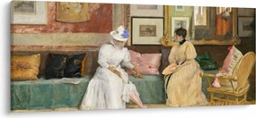 Obraz - William Merritt Chase, A Friendly Call, reprodukcia (120x50 cm)