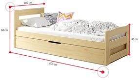 Detská posteľ ARDENT P1, biela, 90x200 cm + matrac + rošt ZADARMO