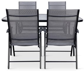 Záhradný jedálenský set Porto 150 cm + 4x kovová stolička Solano
