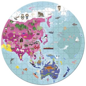 Detské obojstranné puzzle v kufríku - Zemeguľa - 208 ks