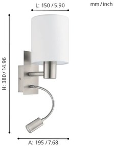 Eglo 96477 - LED Flexibilné svietidlo PASTERI 1xE27/40W+LED/3,8W biela