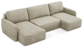 Béžová ženilková rozkladacia/s úložným priestorom rohová pohovka (do tvaru "U") Lilo – Makamii