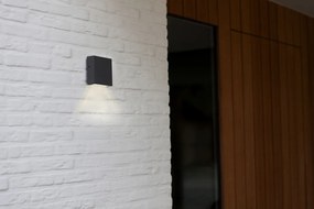 LUTEC Vonkajšie nástenné LED svietidlo GEMINI XF, 9,5 W, denné biele, štvorcové, sivé, IP54