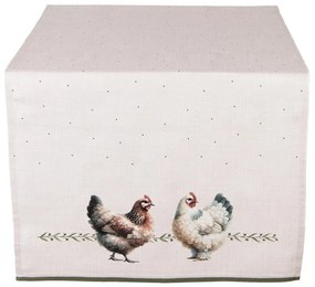 Béžový bavlnený behúň so sliepočkami Barnyard Chicken - 50*140 cm