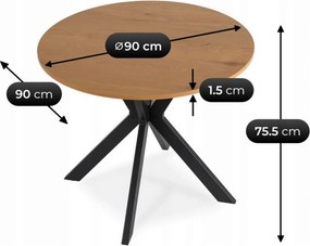 Stôl ERION 90 cm Dub Zlatý / Čierny