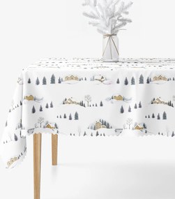 Goldea vianočný hranatý teflónový obrus - zimná krajina 100 x 140 cm