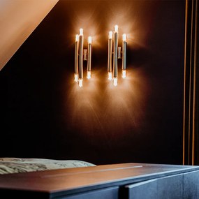 Vintage nástenná lampa zlatá 6-svetlo - Tubi