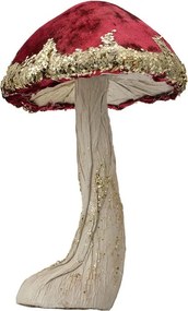 Huba s červeným klobúkom a zlatými detailmi Mushroom - Ø 17*29 cm