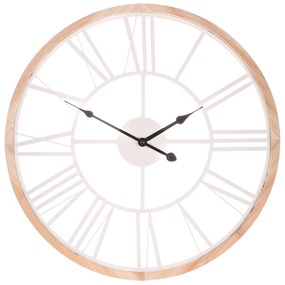 Autronic - Hodiny nástěnné - velké římské číslice, dřevo a kov, bílé, 50 cm - HW4008