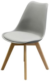 Jedálenská stolička QUATRO – plast, masív buk/plast, sivá