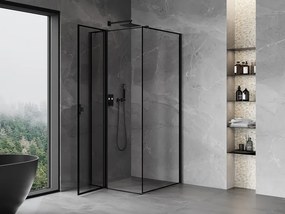 Mexen Mist T, sprchový kút s krídlovými dverami, ľavý, 120 x 120 cm, 8mm číre sklo, čierny profil, 8A4T-120-120-70-70-L