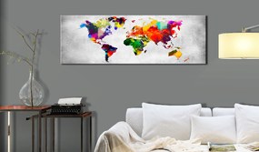 Artgeist Obraz - World Map: Coloured Revolution Veľkosť: 120x40, Verzia: Na talianskom plátne