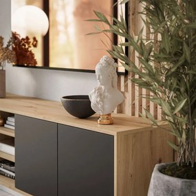 TV STOLÍK ALWIN DUB ARTISAN ČIERNY 156 cm
