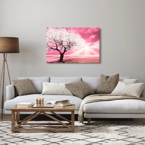 Ružový obraz stromu (90x60 cm)