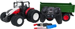 Ramiz Červený R/C traktor so zeleným prívesom