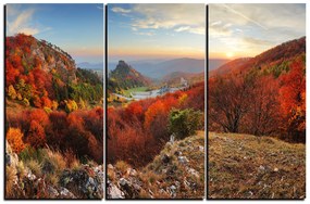 Obraz na plátne - Jesenná krajina pri západe slnka, Slovensko, Vrsatec 1260B (90x60 cm  )