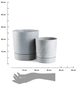 PLASTOVÝ KVETINÁČ AZALEA SADA 2KS 22,5X23,5 CM+17,5X18,5 CM IMITÁCIA BETÓNU SIVÁ