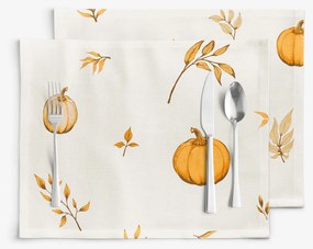 Goldea prestieranie na stôl 100% bavlnené plátno - jesenné tekvice a lístky - sada 2ks 30 x 40 cm
