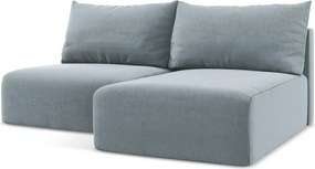 Modrá zamatová rozkladacia/s úložným priestorom rohová pohovka (pravý roh/s leňoškou) Kalena – Makamii