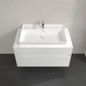 VILLEROY &amp; BOCH Collaro závesná skrinka pod umývadlo na dosku (umývadlo v strede), 2 zásuvky, 1000 x 500 x 548 mm, Glossy White, C02000DH