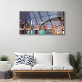 Obraz na skle Mesto most architektúra 100x50 cm