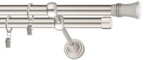 Dekorstudio Chrómová matná dvojradová garniža CAPRI 19mm Dĺžka: 360cm, Typ uchytenia: Držiak dvojitý modern, Typ príslušenstva: Krúžky tiché so štipcami