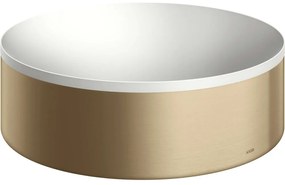 AXOR Suite Basins &amp; Bathtub okrúhla umývadlová misa bez otvoru, bez prepadu, priemer 300 mm, matná biela, rám kartáčovaný bronz, 42000140