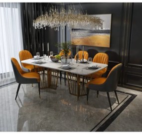 RACHEL JEDÁLENSKÝ STÔL MRAMOR + ZLATÉ NOHY 180 cm