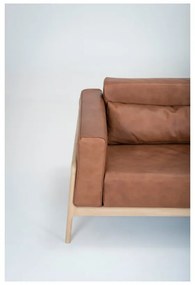 Koňakovohnedá pohovka z byvolej kože s konštrukciou z dubového dreva Gazzda Fawn, 240 cm