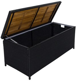 Záhradný úložný box/lavička,čierna/prírodná/krémová, BEMUS