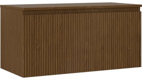 Mexen Rivel, kúpeľňová skrinka 100 cm s hornou časťou, 1 zásuvka, drážkovaná, orech, 91A20-10047-1-BFC86