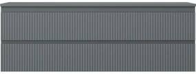 Mexen Rivel, kúpeľňová skrinka pod umývadlo 140 cm s hornou doskou, 2 zásuvky, drážkovaná, grafit matná - 91A20-14047-2-BFFC66