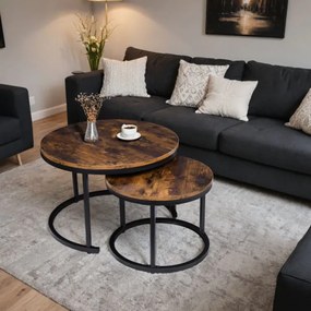 Sada 2 konferenčných stolíkov GALEN 70 cm Rustic