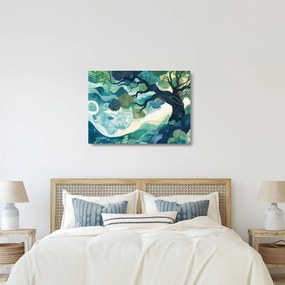 Sklenený obraz – Zelená koruna stromu života (70x50 cm)