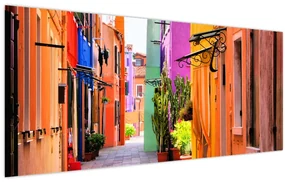 Obraz - Farebné domy v Burane, Benátky (120x50 cm)