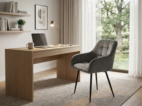 Sivé jedálenské kreslo MARLEN VELVET s čiernymi nohami