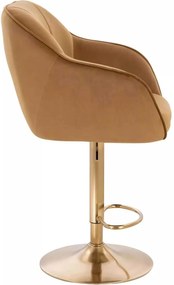 LuxuryForm DESIGN Barová stolička AVOLA VELUR na zlatom tanieri - medová
