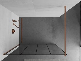 Mexen Kioto, sprchová zástena Walk-In 150 x 200 cm, 8mm číre sklo čierny vzor, medený matný profil, 800-150-101-65-77