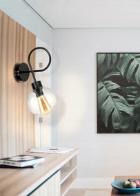 BERGE LOFT LED nástenné stropné svietidlo 1xE27 priehľadná sklenená guľa