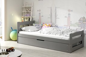 Interbeds Detská postel David Ernie sivá + matrac 200x90cm