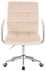 LuxuryForm DESIGN Stolička VERONA VELUR na striebornej podstave s kolieskami - krémová
