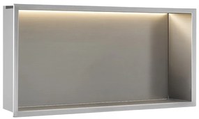 Rea Rea, LED polička na zapustenie 60x30x10 cm, 12W, 3000K, brúsená oceľ, REA-08544