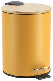Odpadkový kôš Timeless, horčicová/s drevenými prvkami, 2,5L