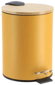 Odpadkový kôš Timeless, horčicová/s drevenými prvkami, 2,5L