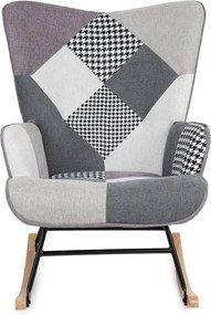 Hojdacie kreslo FABIAN II — látka, čiernobiely patchwork